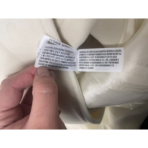 Zara Womens Long Wool Coat Jacket L Ivory Cream Double Breasted 2212/806 NWT - Picture 10 of 14